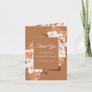 Rustic Terracotta Boho Pampas  Thank You Card