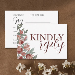 Rustic Terracotta Botanical RSVP Wedding Card