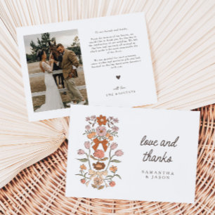 Rustic Terracotta Bow & Blossom Wedding Thank You Card