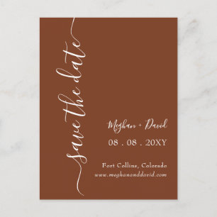 Rustic Terracotta Burnt Orange Save The Date Annou Announcement Postcard