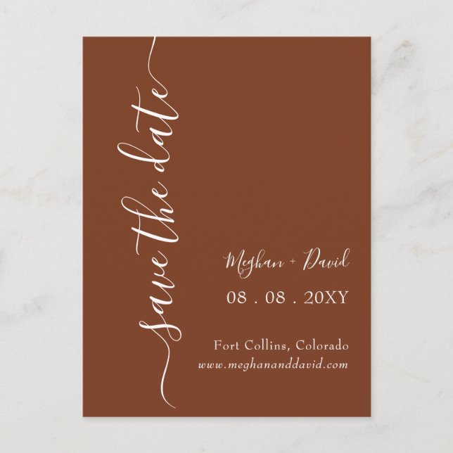 Rustic Terracotta Burnt Orange Save The Date Annou Announcement Postcard (Front)
