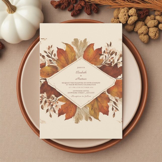 Rustic Terracotta Floral Autumn Invitation (Creator Uploaded)