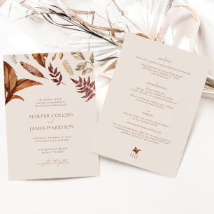Rustic Terracotta Floral Boho Autumn Wedding Invitation