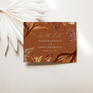 Rustic Terracotta Floral Boho Navy Wedding  Save The Date