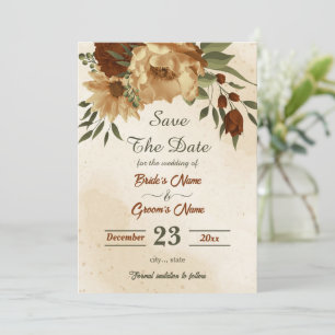 rustic terracotta floral botanical save the date
