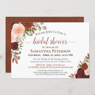 Rustic Terracotta Floral Bridal Shower Invitation