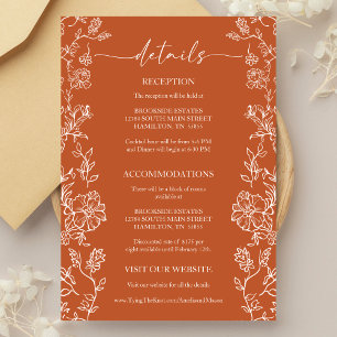 Rustic Terracotta Floral Details Enclosure Card