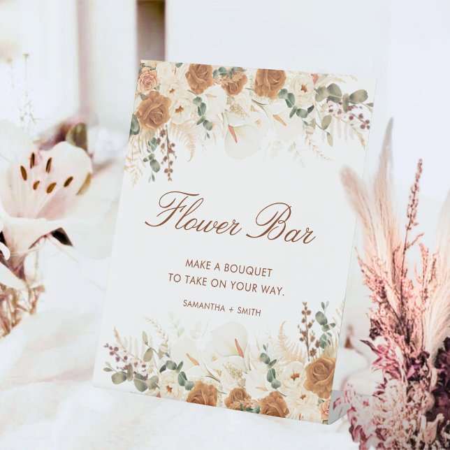 Rustic Terracotta Floral Flower Bar Pedestal Sign (Creator Uploaded)