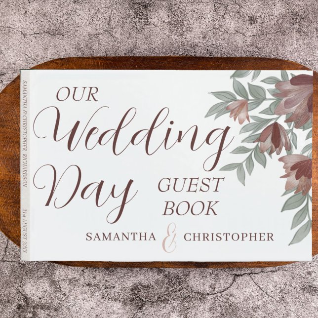 Rustic Terracotta Floral & Foliage Wedding Guest Book (Creator Uploaded)
