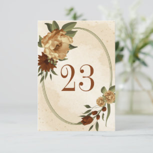 rustic terracotta floral geometric table number