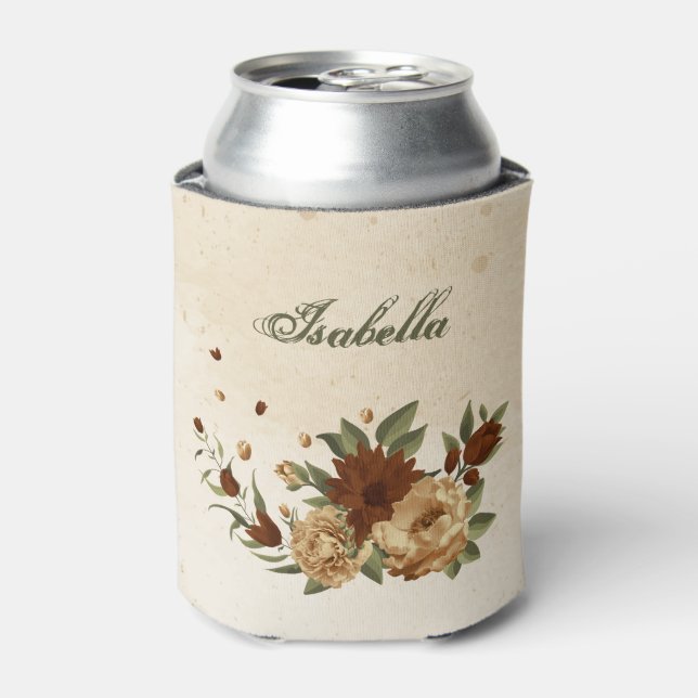 rustic terracotta floral greenery can cooler (Can Front)