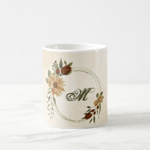 rustic terracotta floral greenery coffee mug