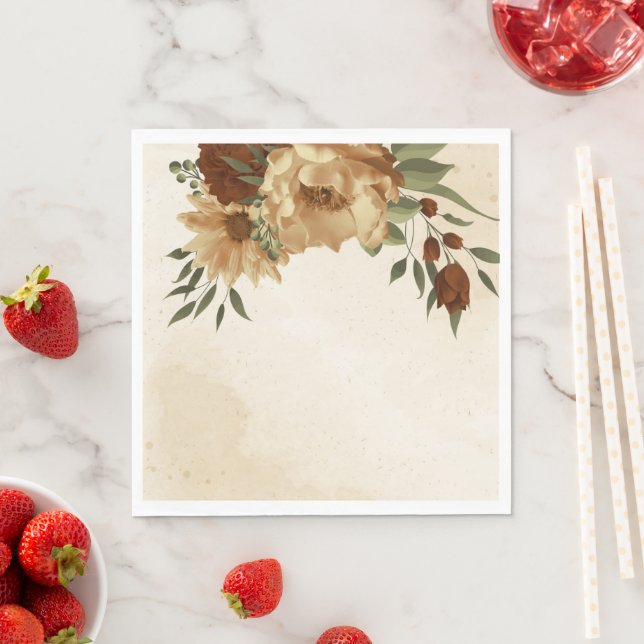 rustic terracotta floral greenery napkin (Insitu)
