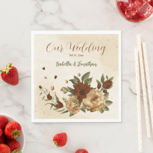 rustic terracotta floral greenery napkin