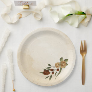 rustic terracotta floral greenery paper plate
