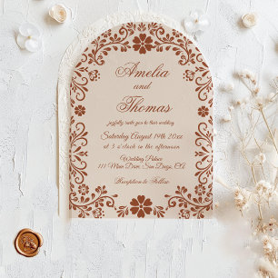 Rustic Terracotta Floral Mexican Wedding Invitation