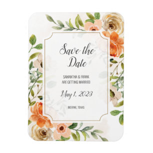 Rustic Terracotta Floral Save the Date Magnet