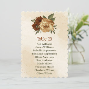 rustic terracotta floral seating chart card