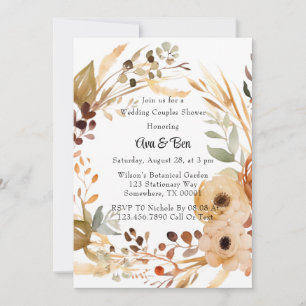 Rustic Terracotta Floral Wedding Couples Shower Invitation