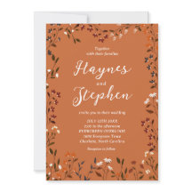Rustic Terracotta Floral Wedding Invitation