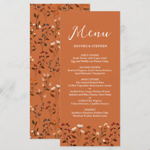 Rustic Terracotta Floral Wedding Menu
