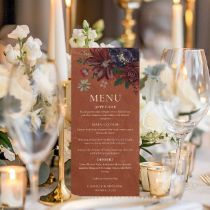 Rustic Terracotta Floral Wedding Menu Card