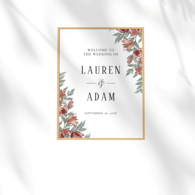 Rustic Terracotta Floral Wedding Sign (Creator Uploaded)