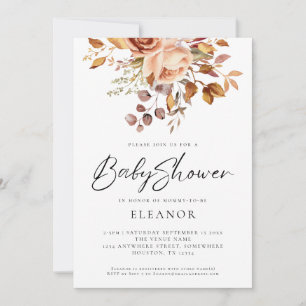 Rustic Terracotta Florals Baby Shower Invitation