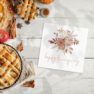 Rustic Terracotta Florals Happy Thanksgiving Napkin