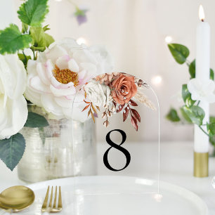 Rustic Terracotta Florals Wedding Table Number