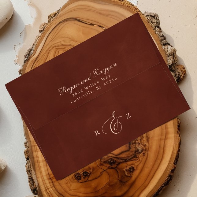 Rustic Terracotta Flowers And Pampas Grass Wedding Envelope (Creator Uploaded)