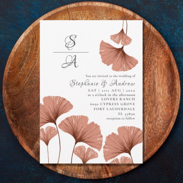 Rustic Terracotta Foliage Wedding  Invitation (Creator Uploaded)