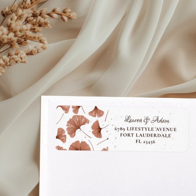 Rustic Terracotta Foliage Wedding  Label Return Address Label (Creator Uploaded)