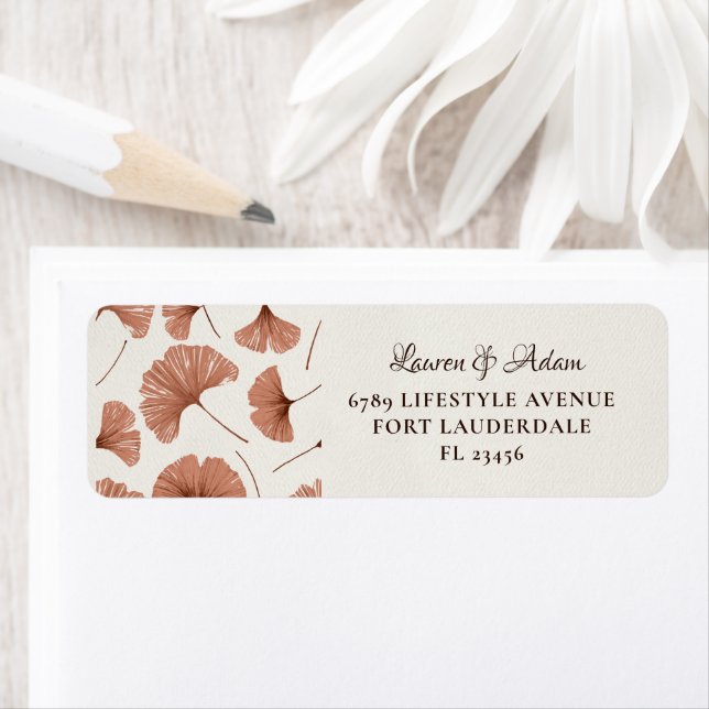 Rustic Terracotta Foliage Wedding  Return Address Label (Insitu)