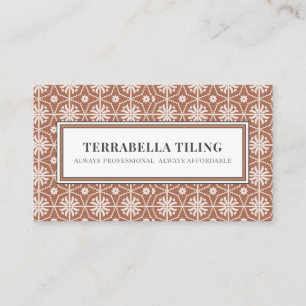 Rustic Terracotta Geometric Tile Pattern Tiling  B Business Card