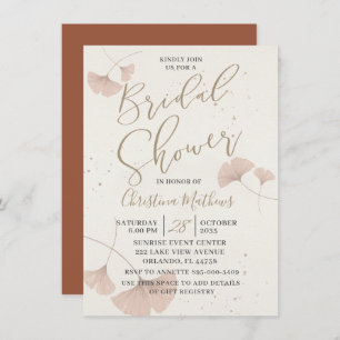 Rustic Terracotta Gold Bridal Shower Invitation 