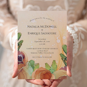 Rustic Terracotta Green Wedding Invitation