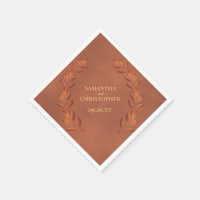 Rustic Terracotta Leaves Diagonal Design Wedding