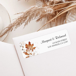 Rustic Terracotta Leaves Fall Wedding Address Return Address Label