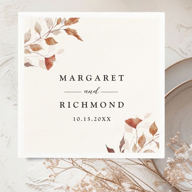 Rustic Terracotta Leaves Fall Wedding  Napkin (Creator Uploaded)