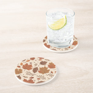 Rustic Terracotta Maple Leaves Autumn Wedding Coaster