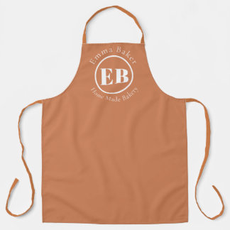 Rustic Terracotta Monogram Barista Bakery Apron