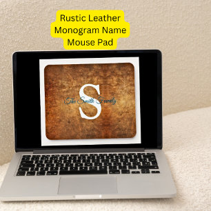 Rustic Terracotta Monogram Initial Mouse Pad