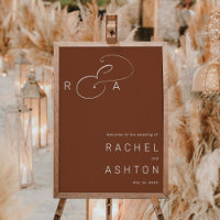 Rustic Terracotta Monogram Wedding Welcome Sign