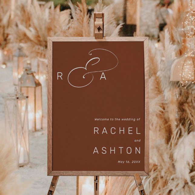 Rustic Terracotta Monogram Wedding Welcome Sign (Creator Uploaded)