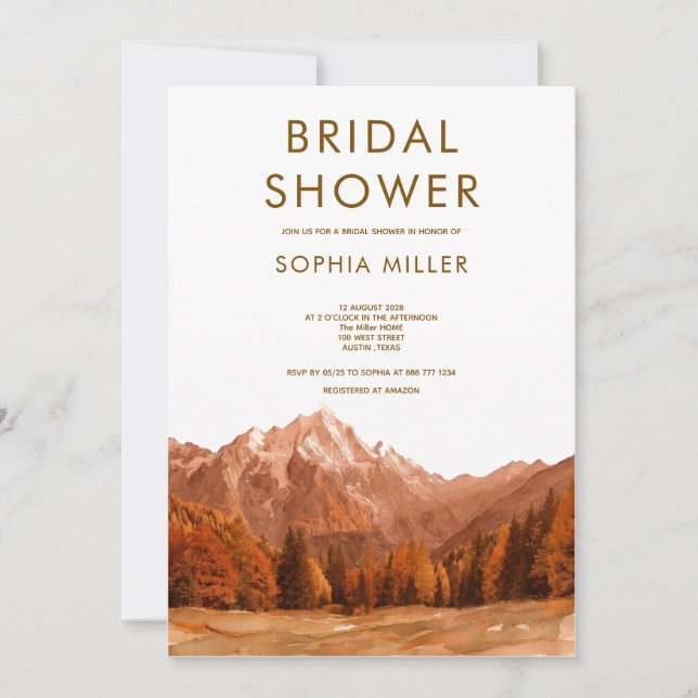 rustic Terracotta  mountain bridal shower  Invitation (Front)