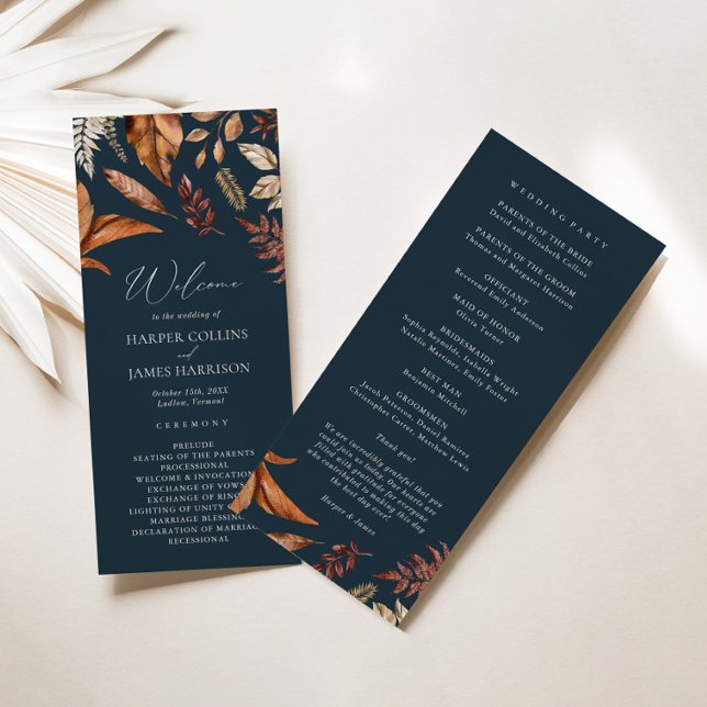 Rustic Terracotta & Navy Wedding Ceremony Program (Creator Uploaded)