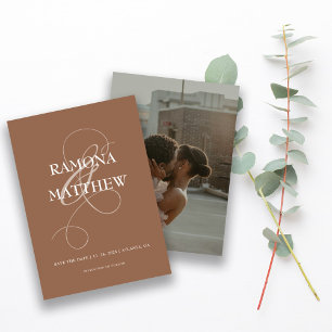 Rustic Terracotta Photo Ampersand Save The Date