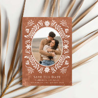 Rustic Terracotta Photo Save the Date