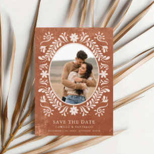 Rustic Terracotta Photo Save the Date